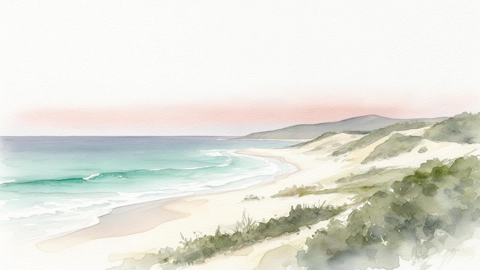 Aquarela suave da Praia da Barra
